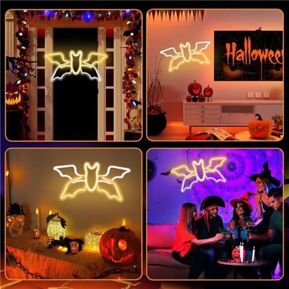 Halloween Neon Sign Flying Bat Light Adjustable Speed, Neon Halloween Decoration - Picture 6 of 8